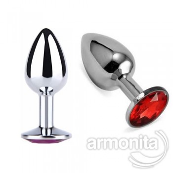Kırmızı Taşlı Gümüş Metal Anal Tapa 7X2,5cm